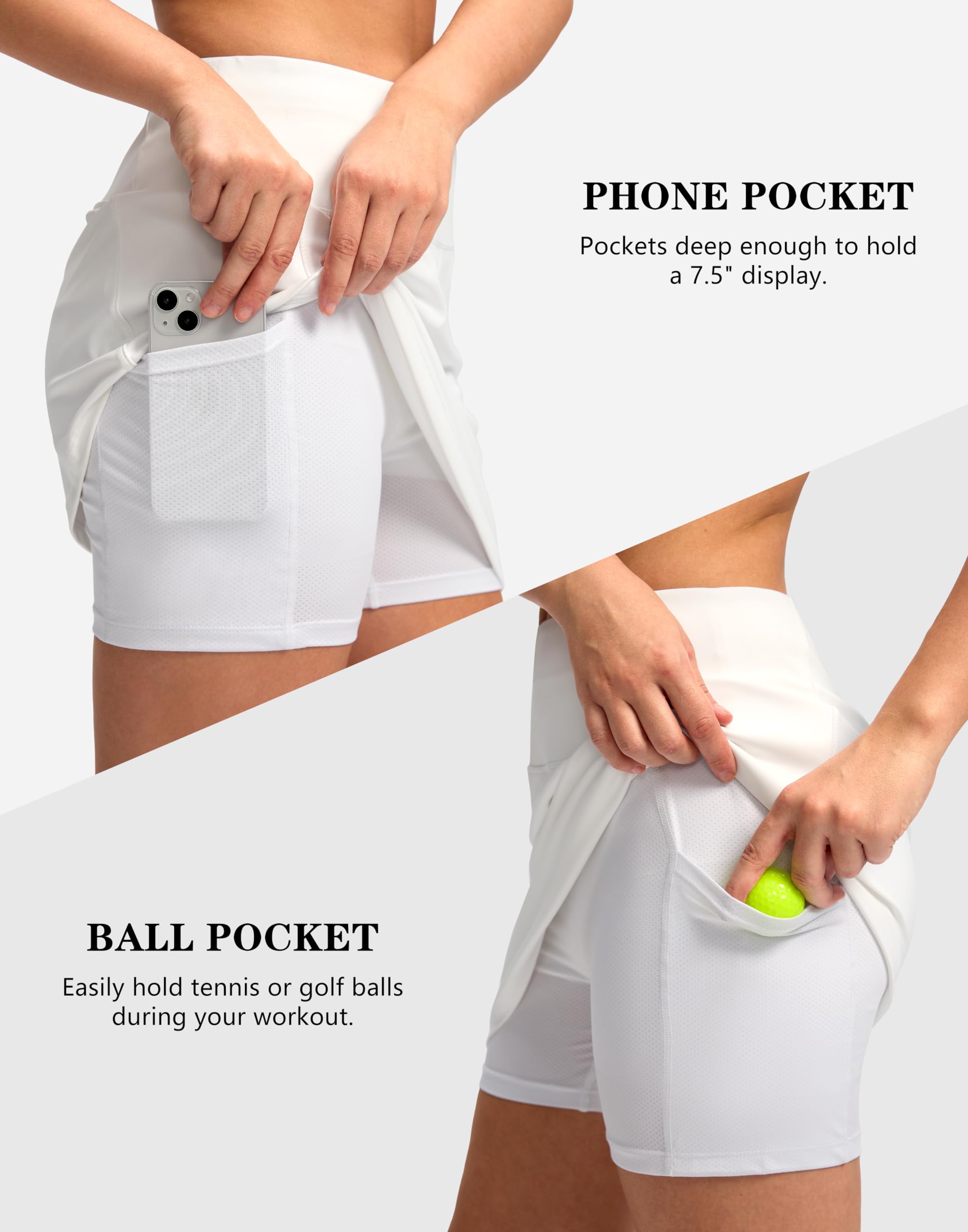 Women's High Waisted Golf Skorts with 4 Side Pockets - Stretchy Tennis Skirt for Athletic & Casual Wear - Perfect for Golf, Tennis, Running & Outdoor Activities