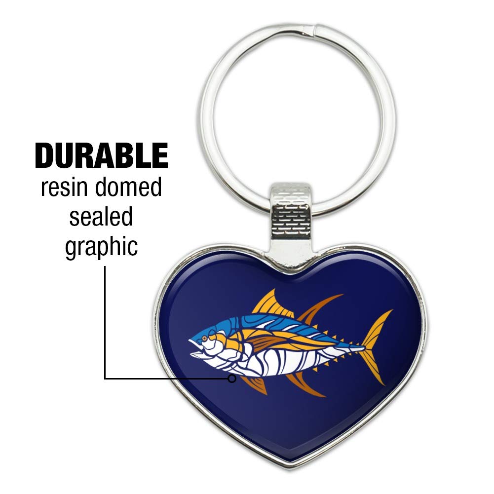 Stylish Tuna Fish Design Heart-Shaped Metal Keychain - Perfect for Gifts, Key Rings & Everyday Carry Accessories