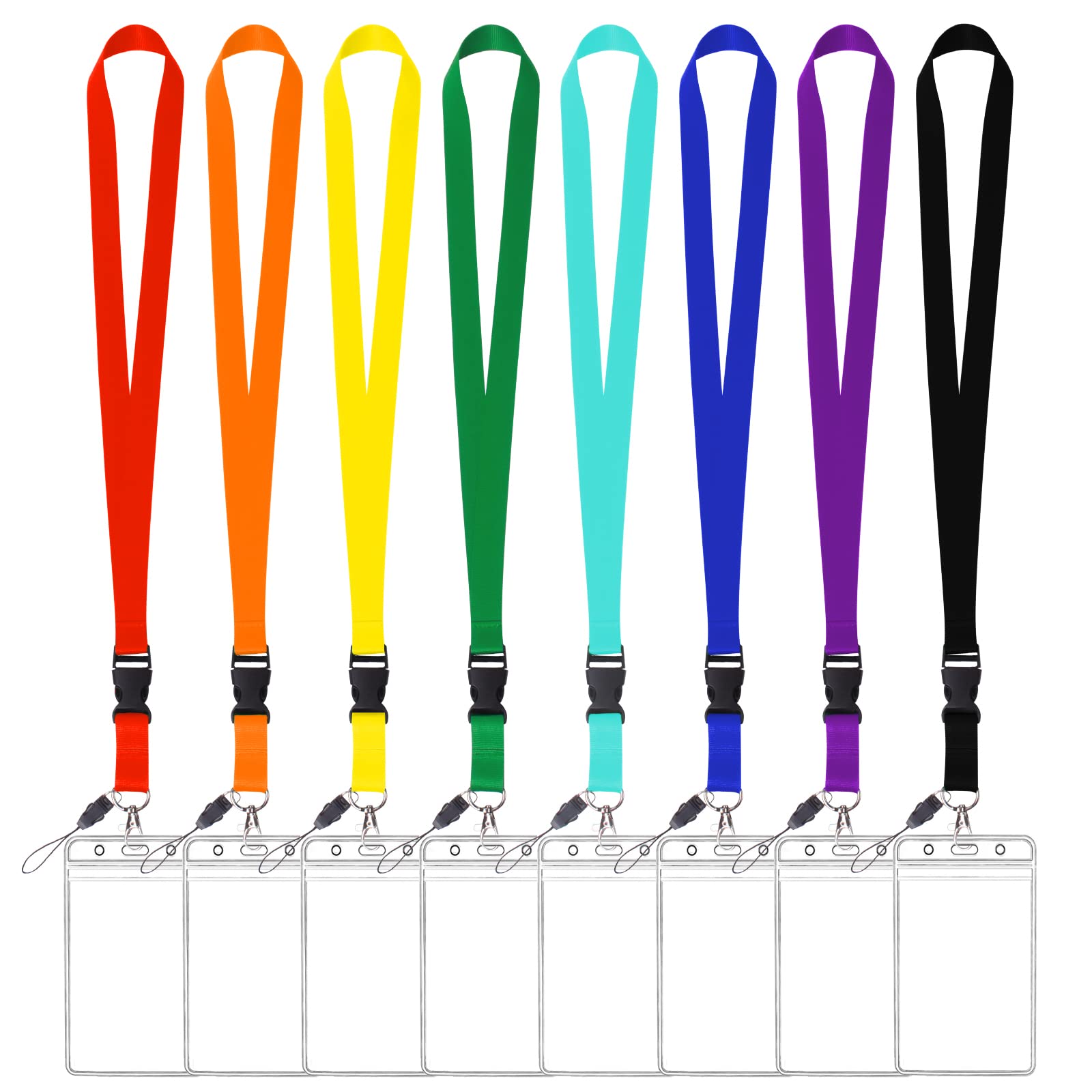 Colorful Cruise Lanyards 8-Pack with Detachable Buckle - Waterproof ID Holder for Keys, Cards & Phones - Perfect for Cruises & Carnivals
