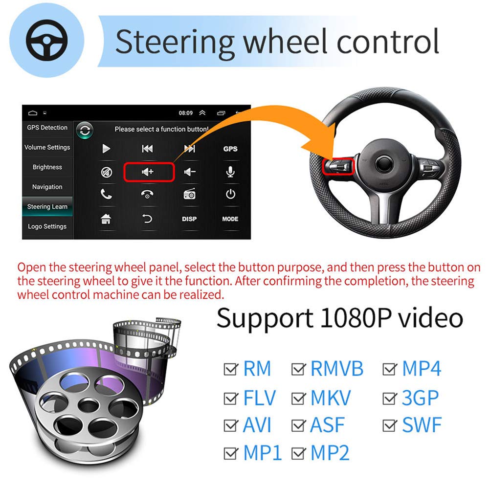 Hikity 10.1 Inch Android Car Stereo - Double Din Touch Screen with WiFi, Bluetooth, GPS Navigation, FM Radio & Mirror Link for Android/iOS - Includes 12 LED Lights & HD Rear View Camera - Perfect for Car Upgrades & Enhanced Driving Experience
