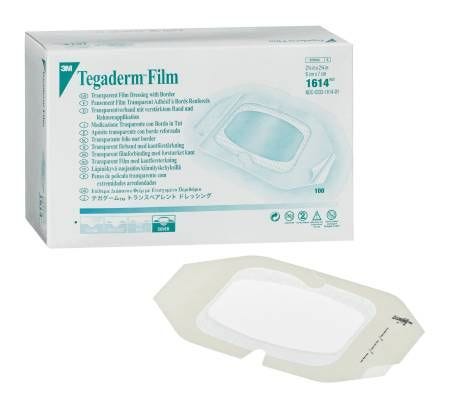 3M Tegaderm 1616 Transparent Film Dressing with Border - Sterile Wound Care Bandage (Box of 50) | Ideal for IV Sites, Surgical Wounds & Minor Injuries | Waterproof Medical Adhesive Dressing