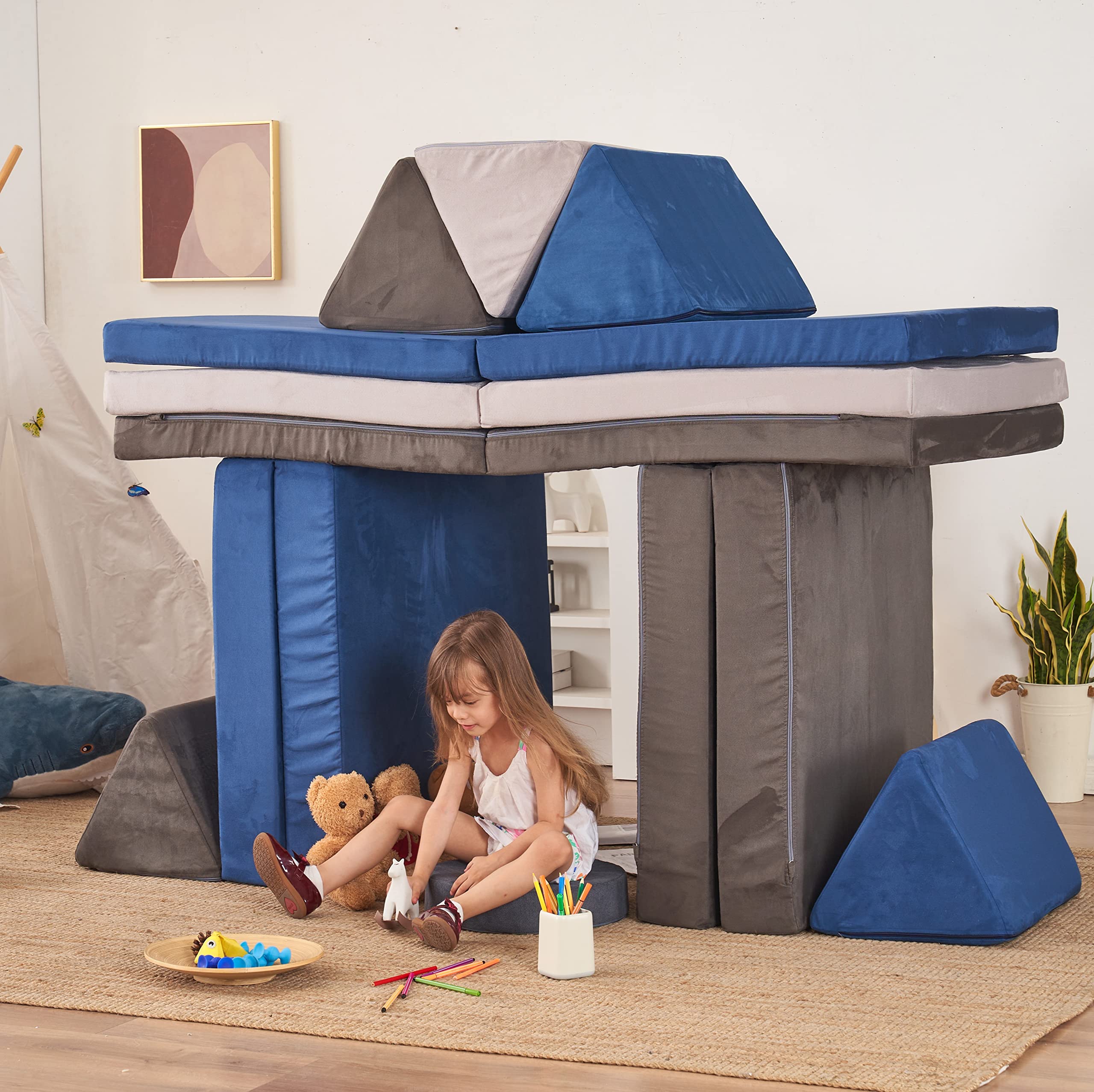 Jela Kids Couch Extended Size 8PCS Modular Foam Play Sofa for Family - 66
