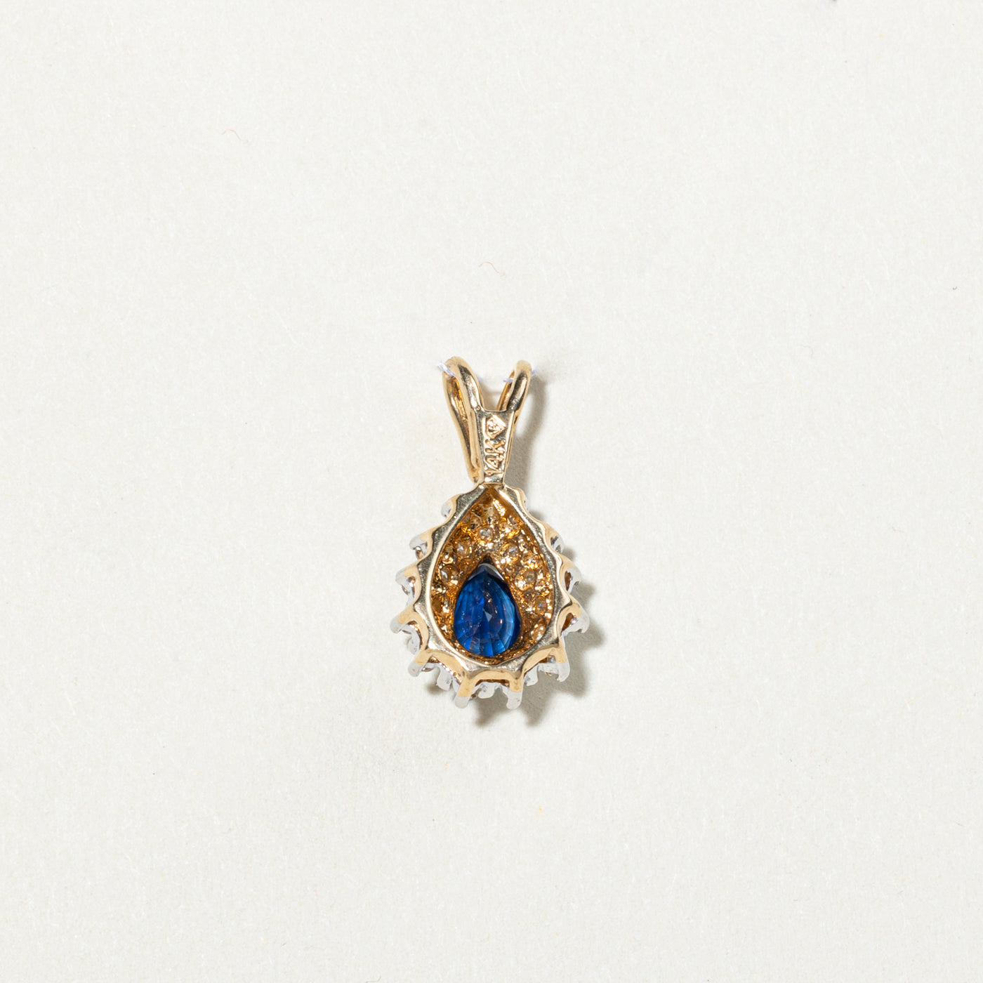 Exquisite 0.40ctw Pear Cut Blue Sapphire & 0.18ctw Diamond Floral Pendant Necklace - Elegant Jewelry Gift for Women, Perfect for Weddings, Anniversaries & Special Occasions