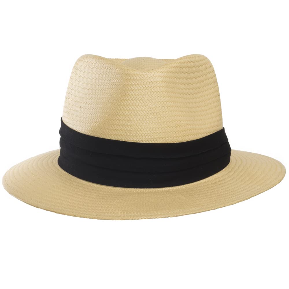 Monte Cristo Classic Fedora Straw Panama Hat - Wide Brim Sun Hat for Men & Women - Lightweight UPF 50+ Beach Hat for Summer, Travel, and Outdoor Activities