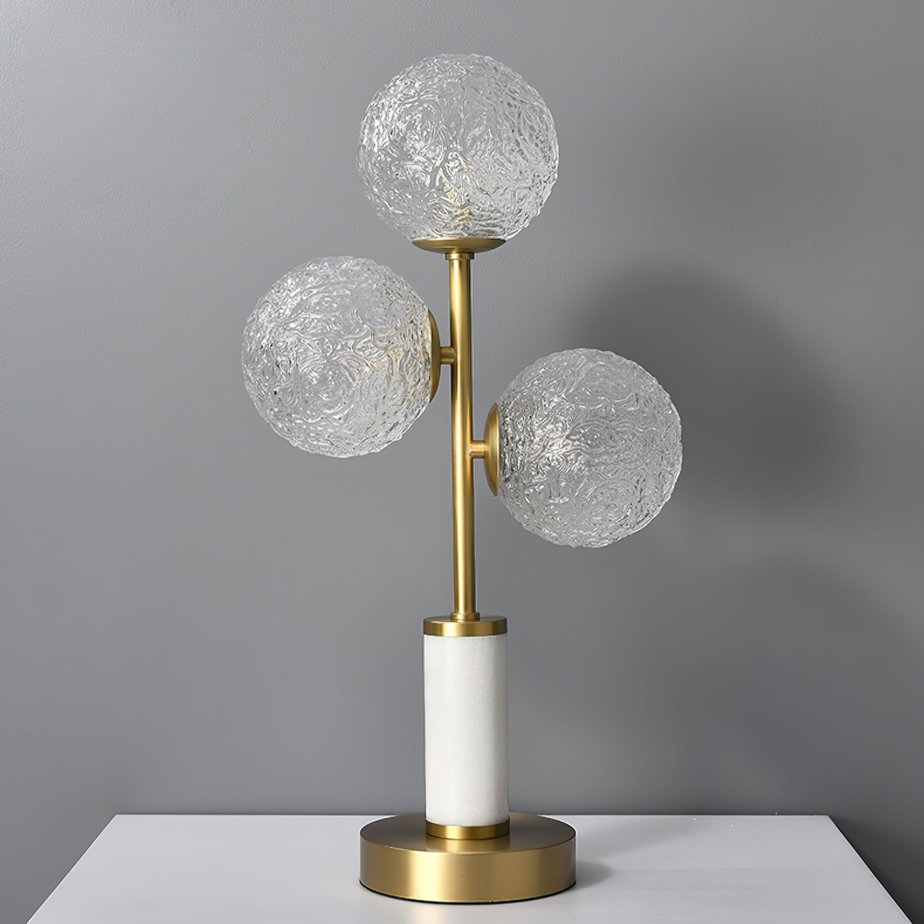 3-Head Glass Ball Table Lamp - Modern LED Desk Light for Bedroom, Living Room & Office - Stylish Ambient Lighting for Home Decor