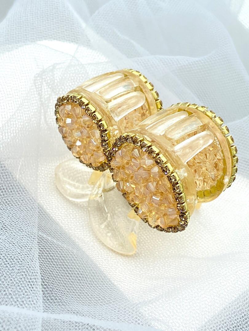 Starvis 2-Piece Round Hair Claw Clips for Women - Korean Style Bling Pearl Crystal Rhinestone Hair Accessories for Girls & Women - Perfect for Mini Ponytails, Butterfly Hairstyles, and Everyday Use