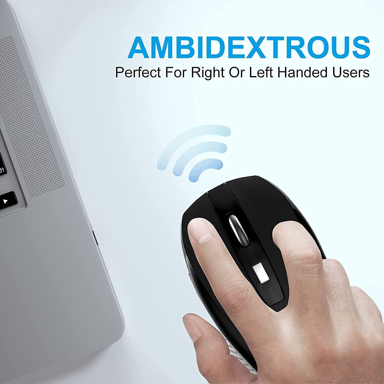 Wireless Mouse 2.4Ghz with Nano Receiver - 6 Buttons Ergonomic Computer Mouse for Laptop, PC, Chromebook, Notebook - 1200 DPI Precision for Office Work, Gaming & Home Use (Black)