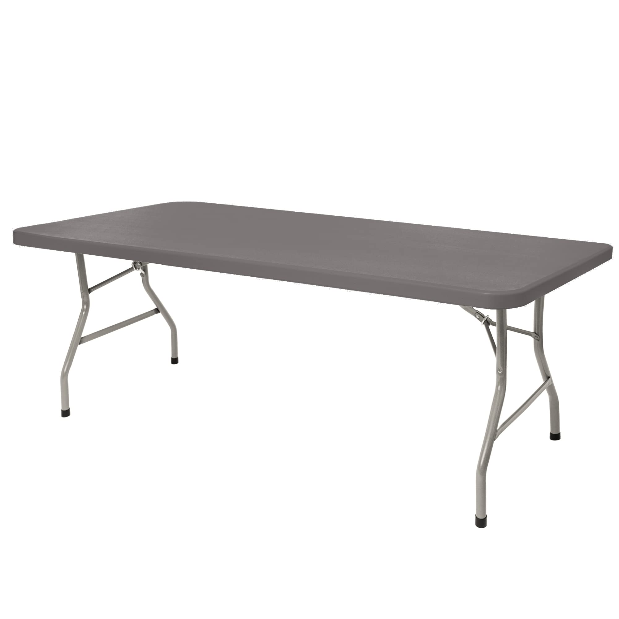 OEF Furnishings 6-Foot Folding Table - Heavy Duty Portable Table for Indoor & Outdoor Use | Charcoal Slate Finish | Perfect for Parties, Picnics, Camping & Home Office