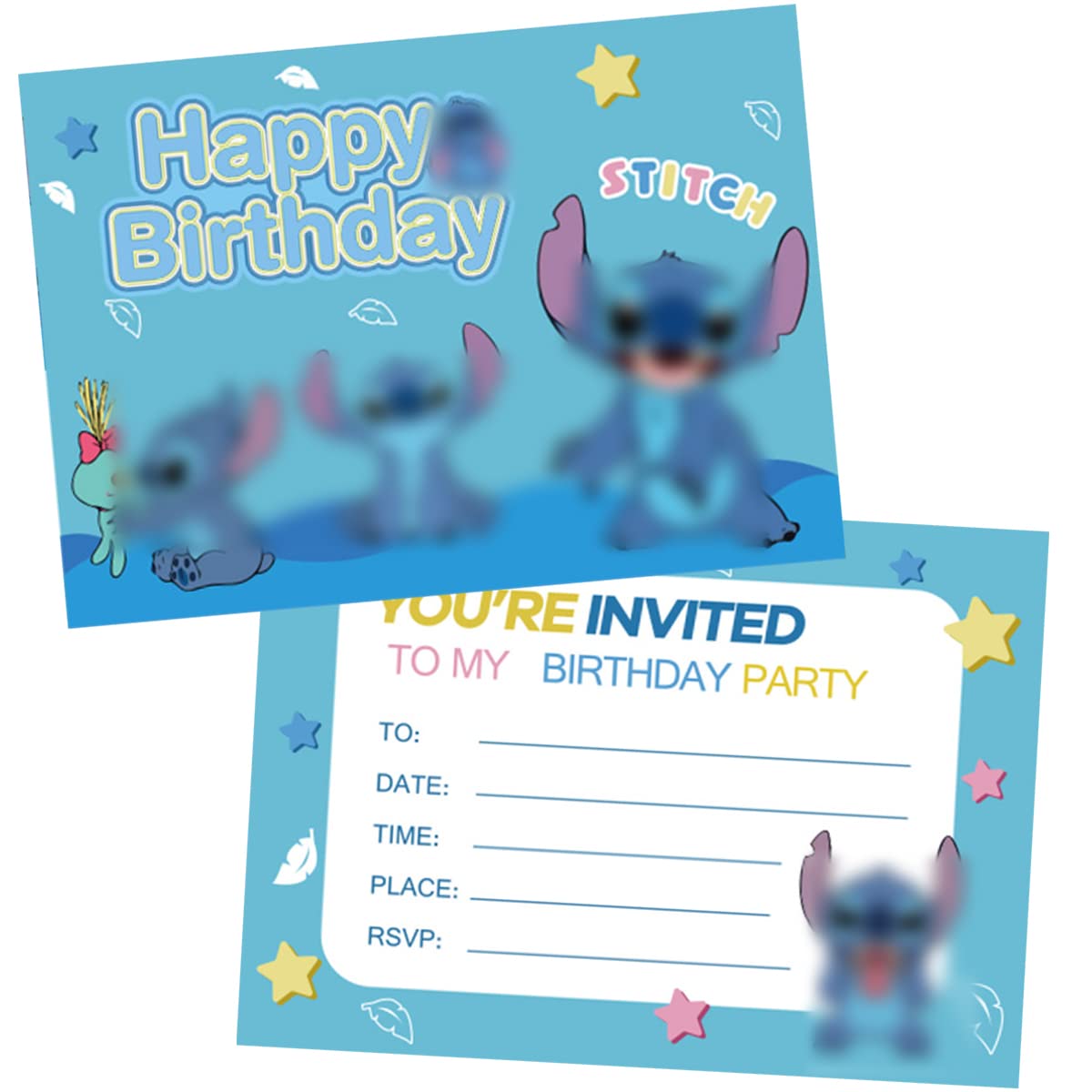 24Pcs Stitch Birthday Invitation Cards for Kids - Disney Cartoon Party Invites, Birthday Party Cards, Celebration Supplies for Birthdays, Baby Showers & Themed Events