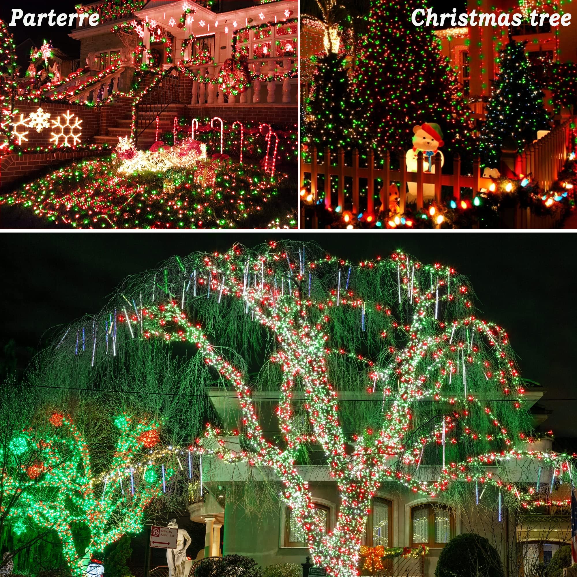 KNONEW 500 LED 197ft Outdoor Christmas String Lights - 8 Modes with Memory Function, Waterproof Plug-in Fairy Lights for Xmas Tree, Yard, Wedding & Party Decorations (Red & Green) - Perfect for Holiday, Garden, Patio and Indoor Festive Lighting
