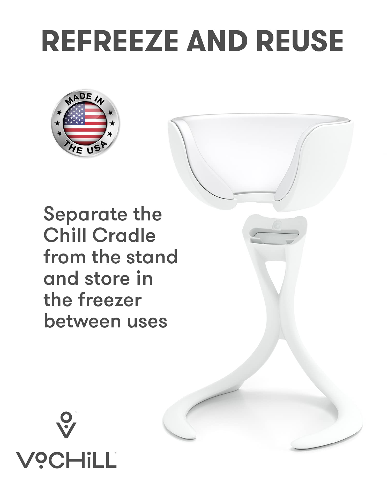 VoChill Stemmed Wine Glass Chiller - Reusable & Refreezable Chill Cradle for Wine Lovers | Actively Cools Stemware | Made in USA | Perfect for Parties, Dinners & Outdoor Gatherings | Stone Design