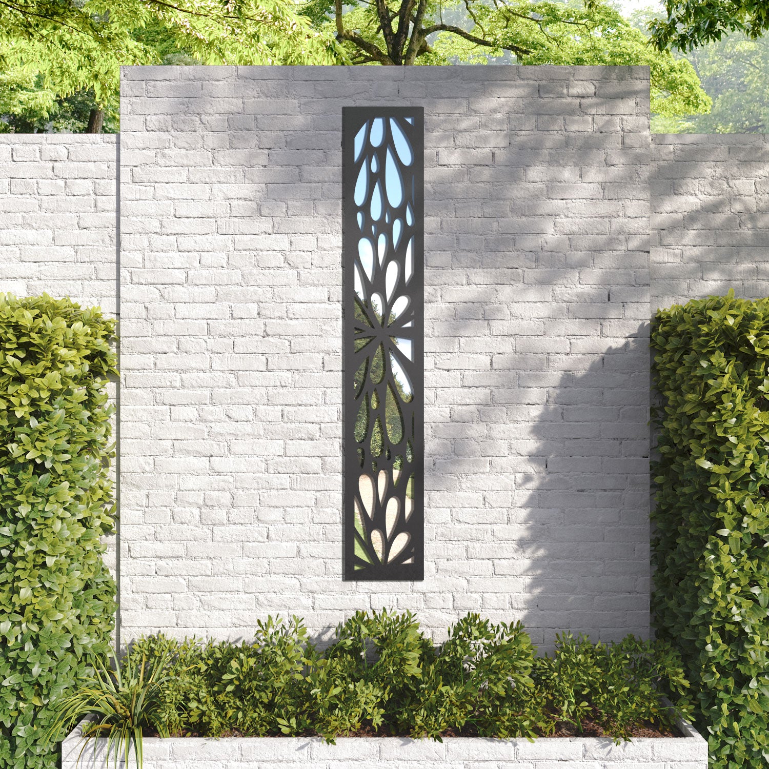 Blossom Outdoor Decorative Mirrored Panel - Elegant Garden & Patio Wall Decor for Stylish Backyard & Outdoor Spaces