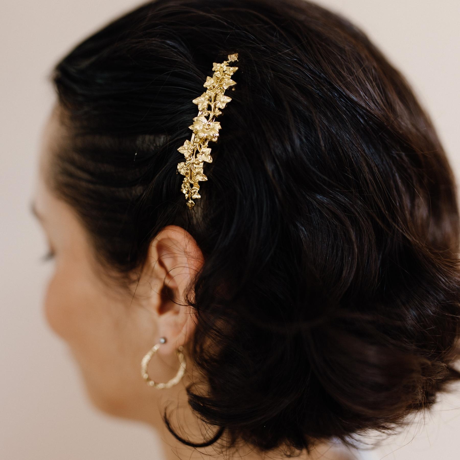 Elegant Gold Calliope Hair Clip - Perfect for Weddings, Parties & Everyday Style | Petite Hair Barrettes for Women & Girls