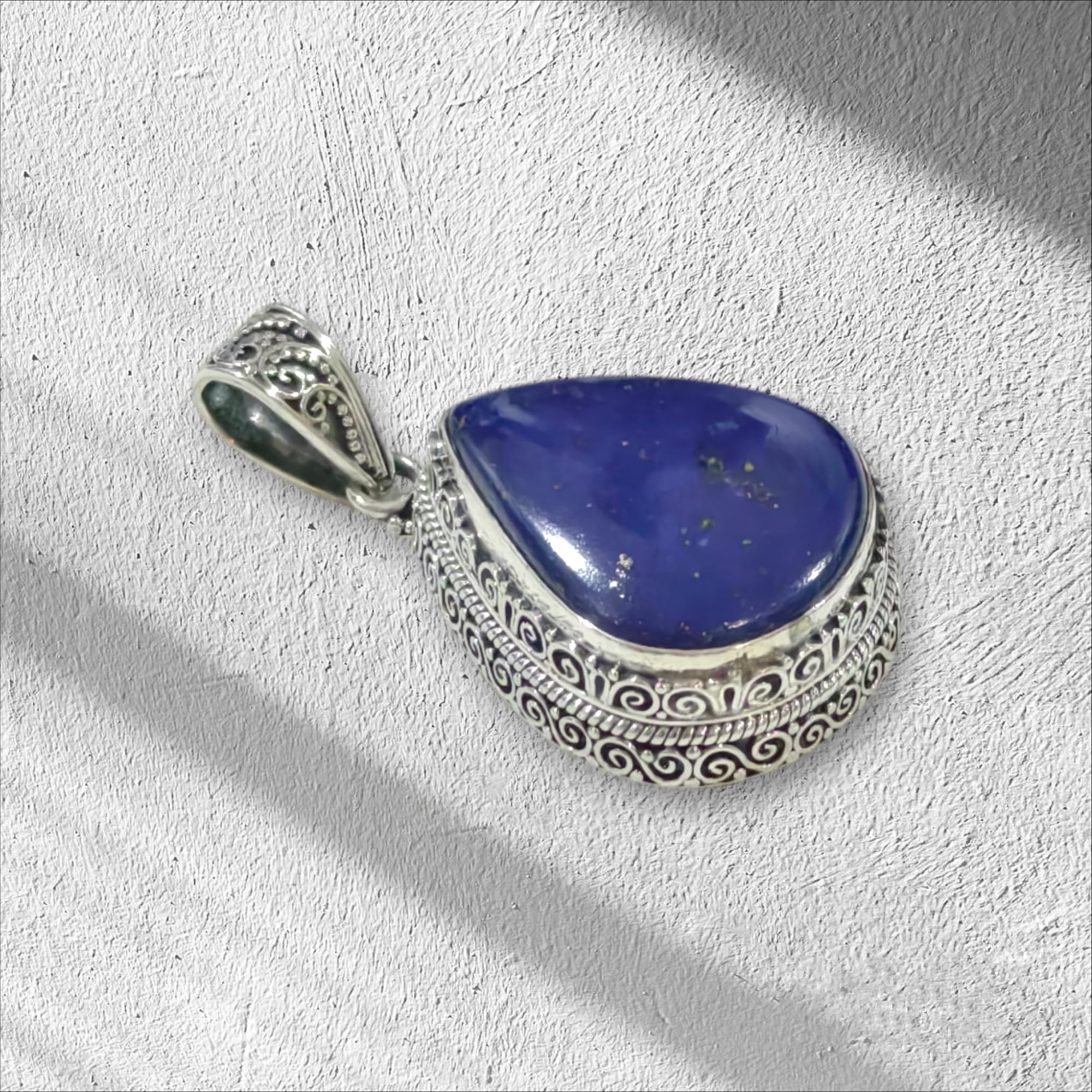 925 Sterling Silver Lapis Lazuli Pendant Necklace for Women & Men - Handmade Tribal Design Gemstone Jewelry - Perfect Gift for Birthday, Anniversary & Special Occasions