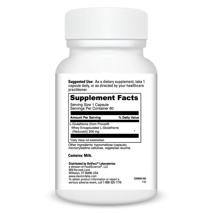 Davinci Labs Glutathione Supplement for Skin Brightening & Detox - 60 Capsules - Antioxidant Support for Healthy Skin & Immune System - Perfect for Daily Wellness Routine & Anti-Aging Care