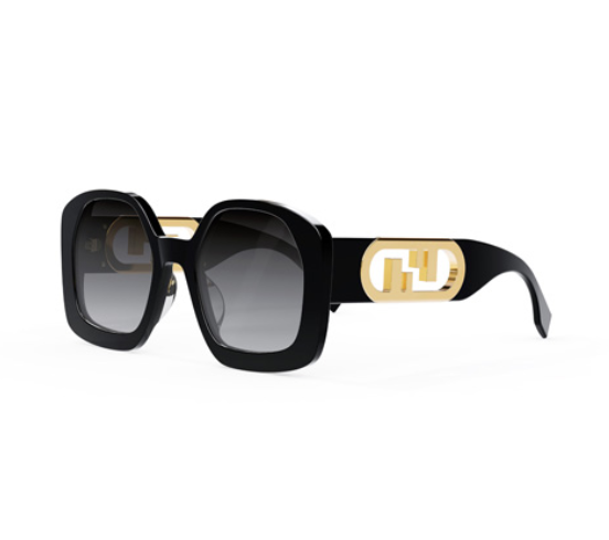 Fendi O'LOCK FE40048U 01B Black/Grey Gradient Square Women's Sunglasses | Luxury Designer Shades for Women | Perfect for Summer Outfits, Beach Vacations & Fashion Statements