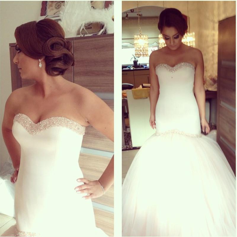 Sweetheart Neckline Beaded Corset Satin Mermaid Wedding Dress - Elegant Bridal Gown for Beach, Church & Formal Ceremonies