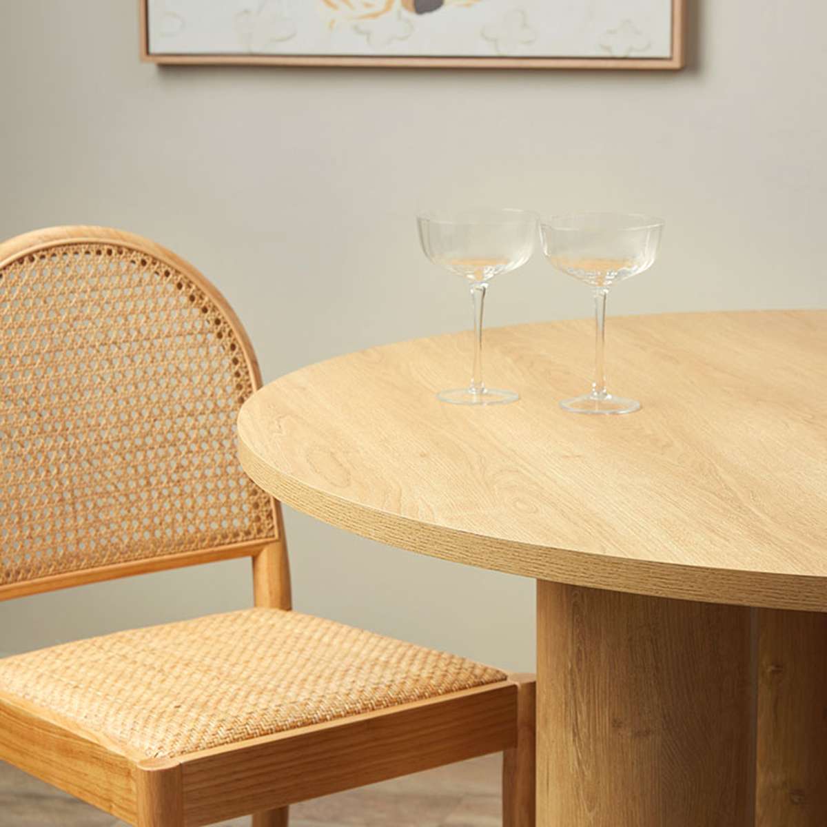 Otis Round 4-Seater Dining Table - Natural Wood Finish - Perfect for Small Spaces, Kitchens & Cozy Dining Areas