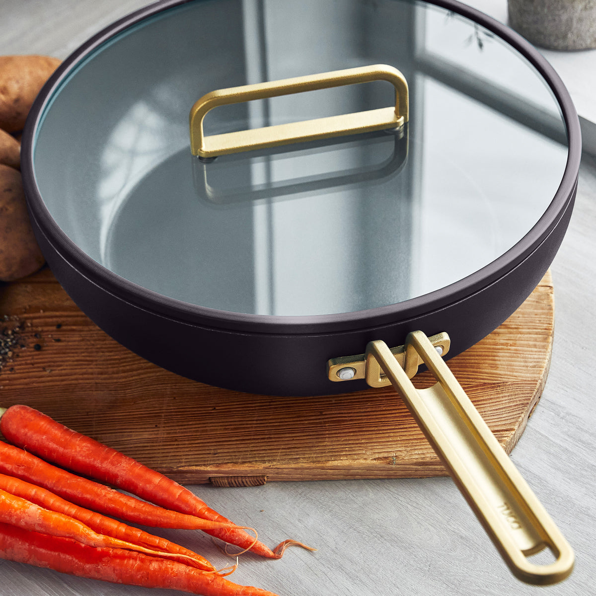 Stanley Tucci™ Ceramic Nonstick 6.5 Quart Essential Stanley Pan with Calabrian Fig Design - Premium Cookware for Sauteing, Frying & Baking - Perfect for Home Chefs & Italian Cuisine Lovers