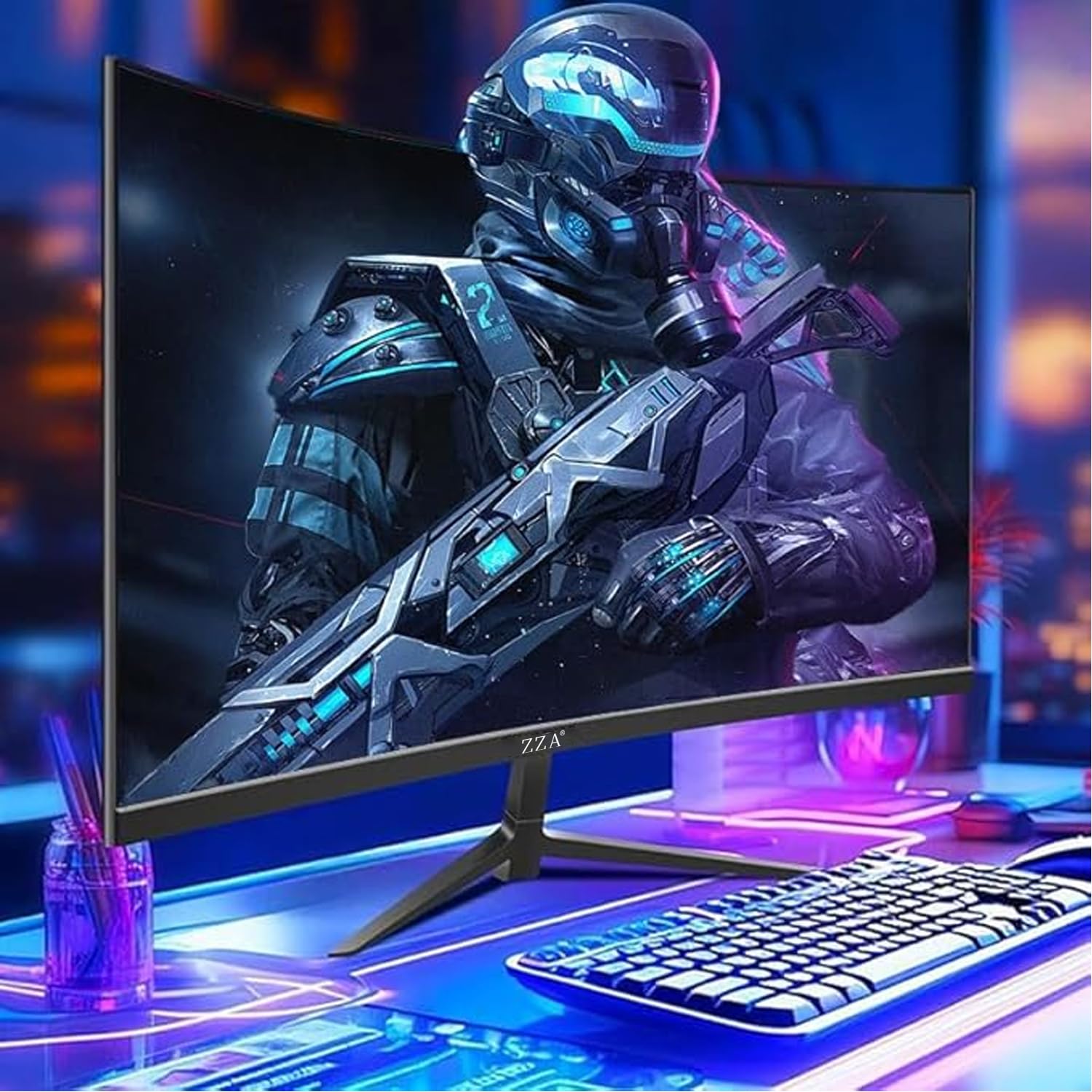 ZZA 32-Inch 180Hz Curved Gaming Monitor - FHD 1080P, 1500R Curvature, 1ms GTG, HDR 600, 122% sRGB, FreeSync & G-Sync Compatible, DP/HDMI, VESA Mount - Perfect for PC Gaming, Office Work, and Home Entertainment