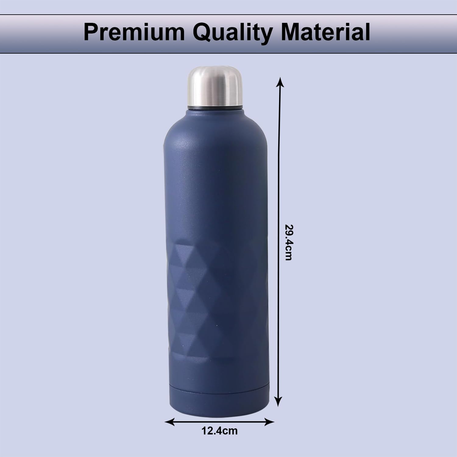 Kuber Industries 4-Pack Vacuum Insulated Stainless Steel Water Bottles - 750ml, Leakproof, BPA-Free, Rustproof - Keeps Hot & Cold for 24 Hours - Perfect for Gym, Hiking, Office & Outdoor Activities - Dark Blue