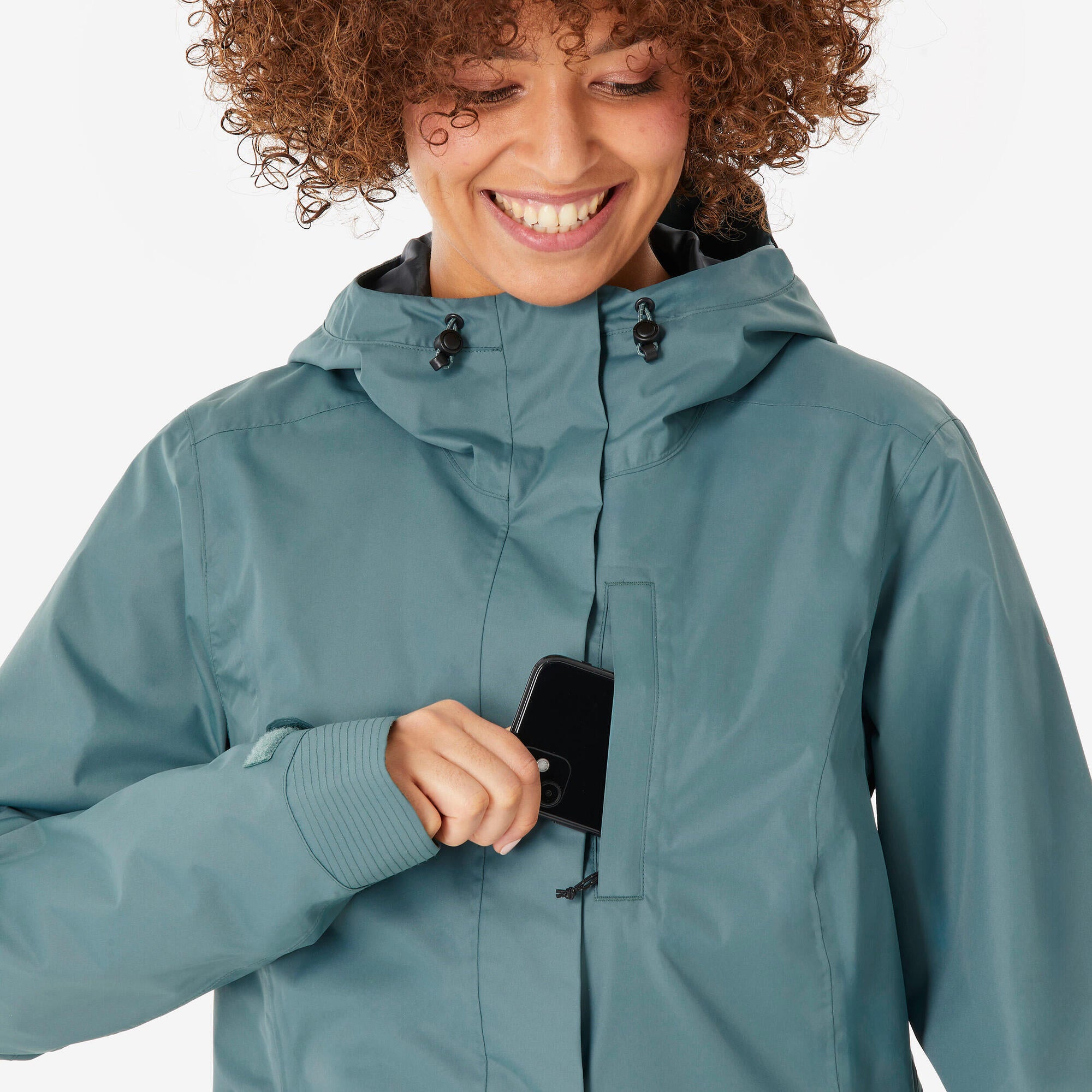 Quechua Women’s NH500 Waterproof Hiking Rain Jacket - Lightweight Windproof Outdoor Coat for Trekking, Camping & Mountain Adventures