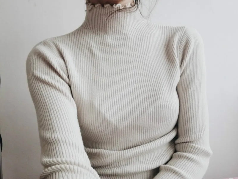 Women's Stretchable Turtleneck Sweater - Soft & Comfortable Winter Pullover for Casual Wear, Office & Date Night