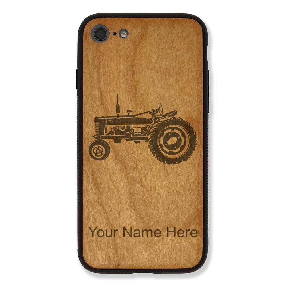 Personalized Engraved Cherry Wood Phone Case Compatible with iPhone 7 & iPhone 8 - Vintage Farm Tractor Design - Perfect Gift for Farmers & Country Lovers (Home, Office, Outdoor Use)