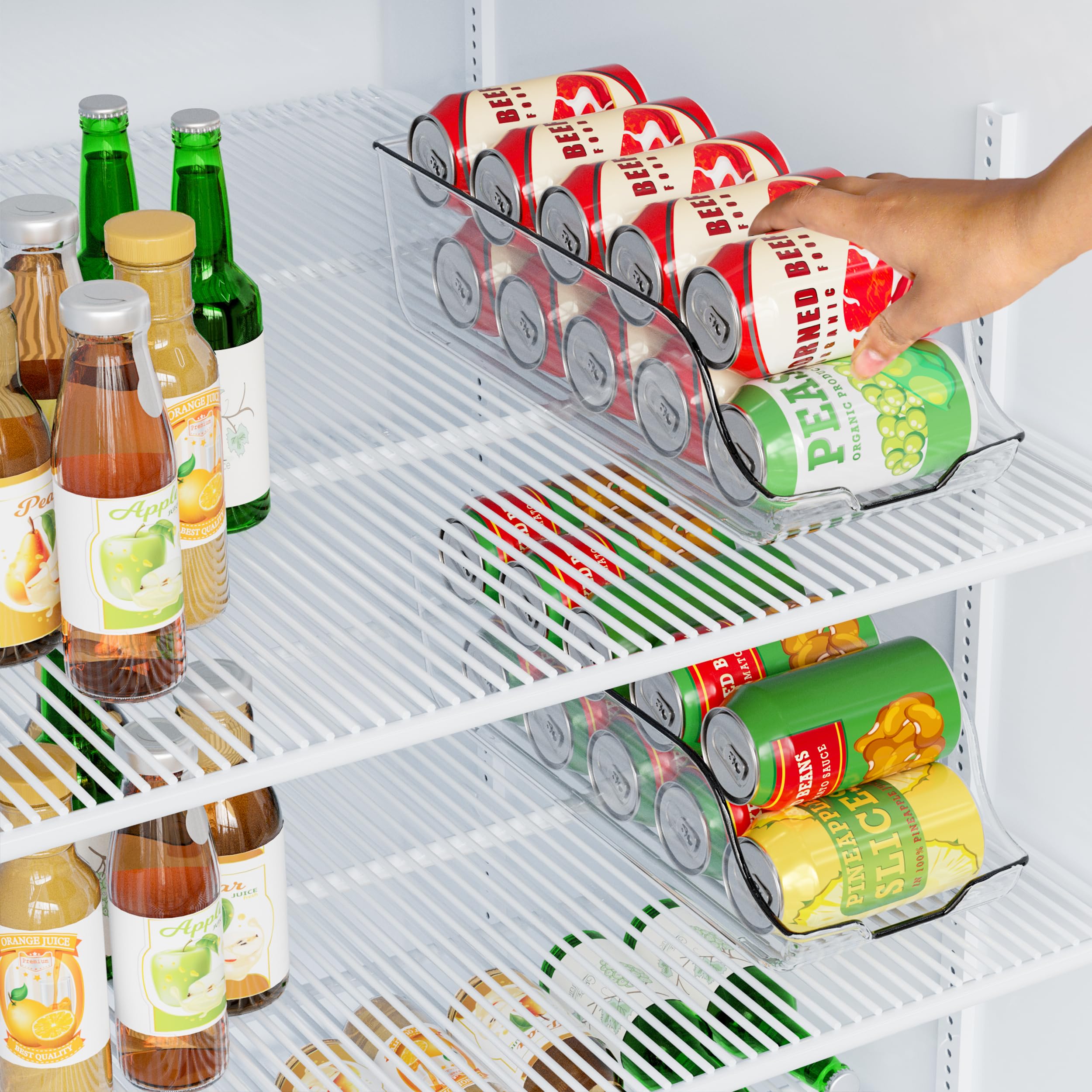 Utopia Kitchen 4-Pack Clear Soda Can Organizer for Refrigerator or Countertop - Stackable Drink Storage Bins with Dispenser - Perfect for Organizing Cans, Bottles & Beverages in Kitchen, Pantry or Office