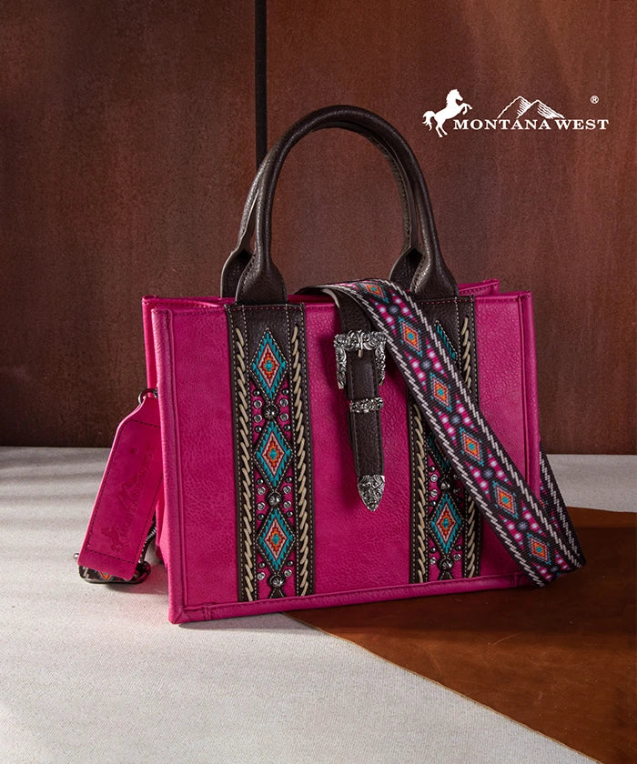 Montana West Aztec Print Concealed Carry Tote Bag for Women - Stylish & Spacious Purse with Hidden Gun Pocket - Perfect for Everyday Use, Travel, and Self-Defense