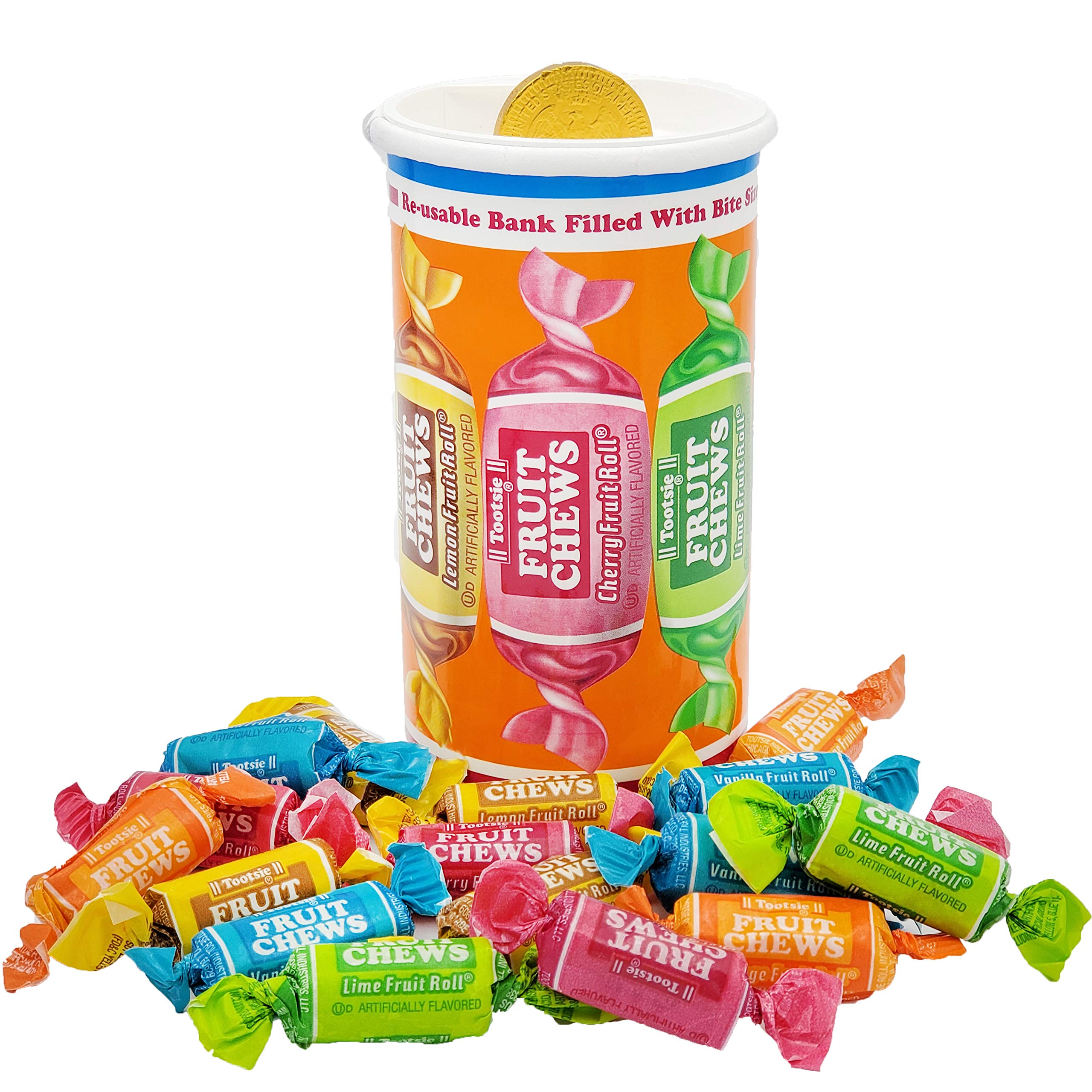 Fruidles Tootsie Bank Twist Midgees Roll - Peanut-Free, Gluten-Free, Kosher Certified Candy - Individually Wrapped 4oz Pack - Perfect for Halloween Treats, Party Favors & Office Snacks