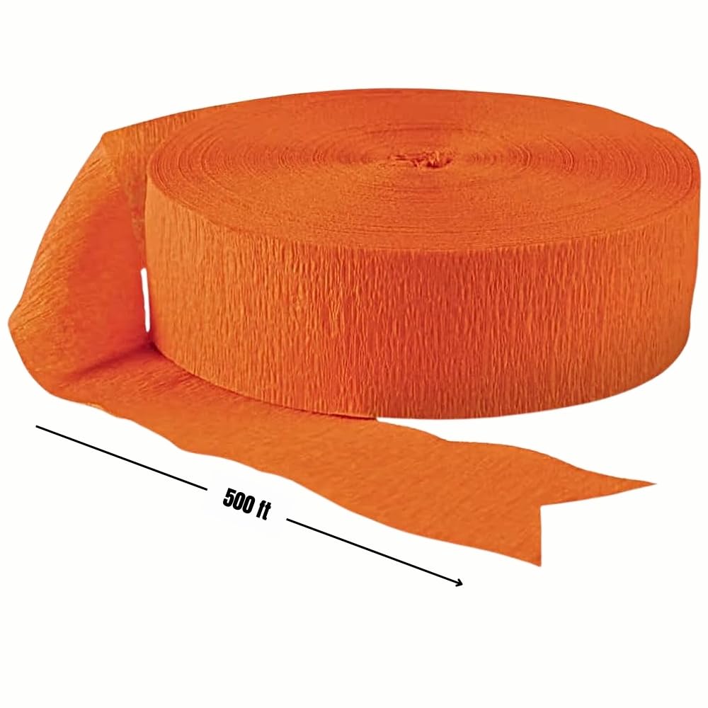 Amscan Orange Peel Crepe Streamer Roll - 500 ft Party Decorations for Birthday, Wedding & Holiday Events | Bulk Party Supplies for Indoor & Outdoor Decor