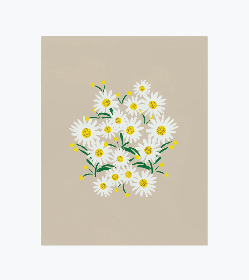Rifle Paper Co. Daisies Khaki Art Print - 8x10 Inches Floral Wall Decor for Living Room, Bedroom & Office