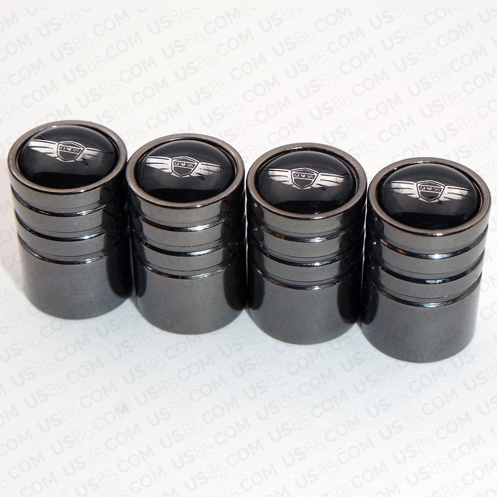 Genesis Black Chrome Tire Valve Stem Caps - Premium Car Wheel Air Valve Covers (Set of 4) for Cars, Trucks & SUVs - Durable & Stylish Accessory for Road Trips & Daily Commutes