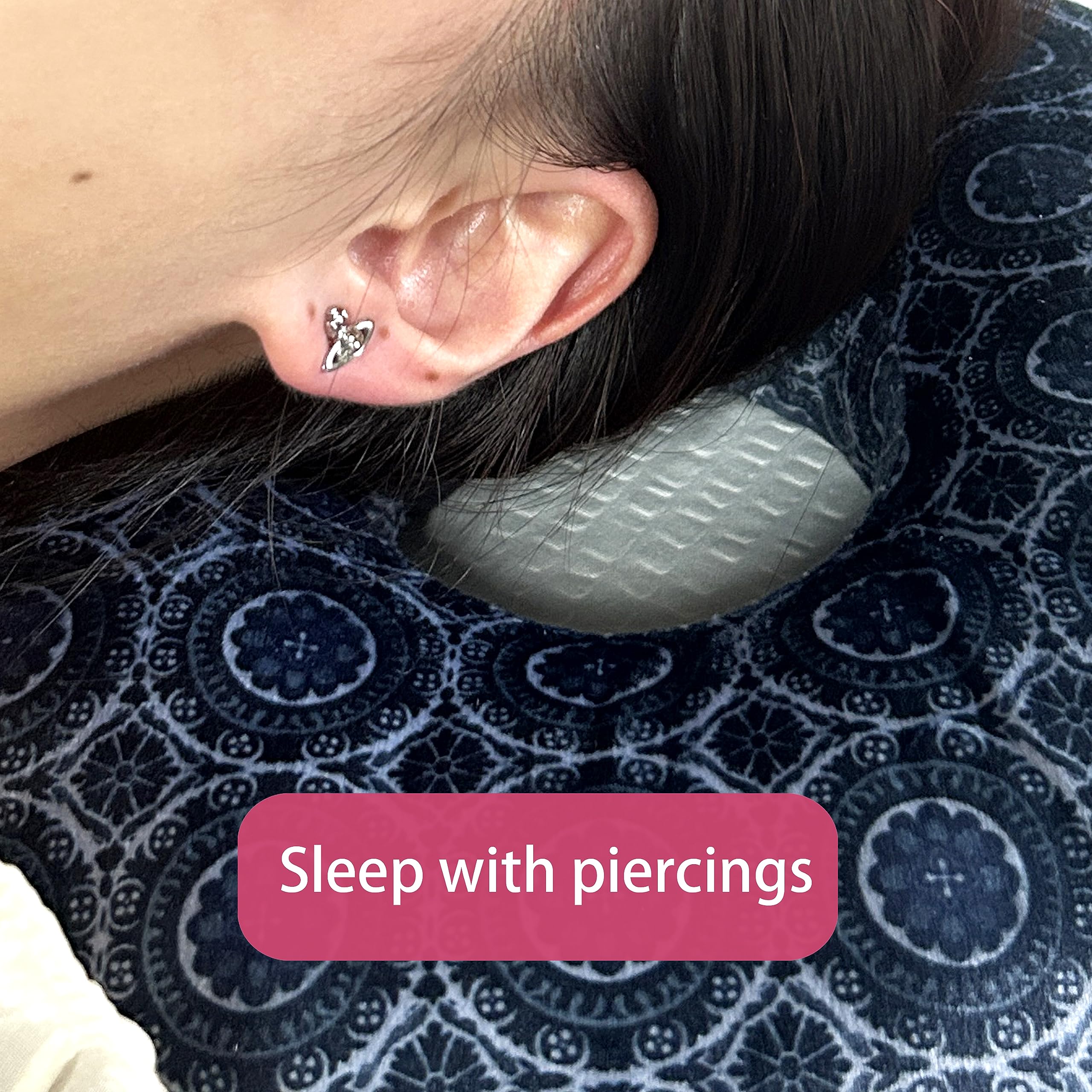 Ear Piercing Pillow for Side Sleepers - Donut Pillow with Hole for Ear Pain Relief - Pressure Sores & Comfort Support for Adults - Perfect for Post-Ear Surgery, Tinnitus & Side Sleeping Comfort