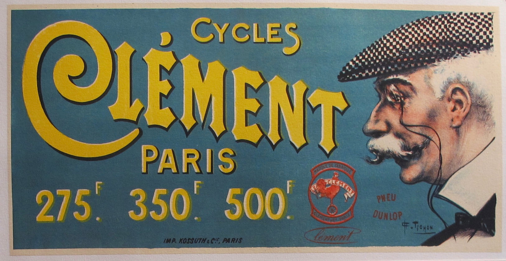 1890 Original Vintage French Cycles Clement Tires Advertisement Paris - Perfect for Cycling Enthusiasts & Vintage Collectors