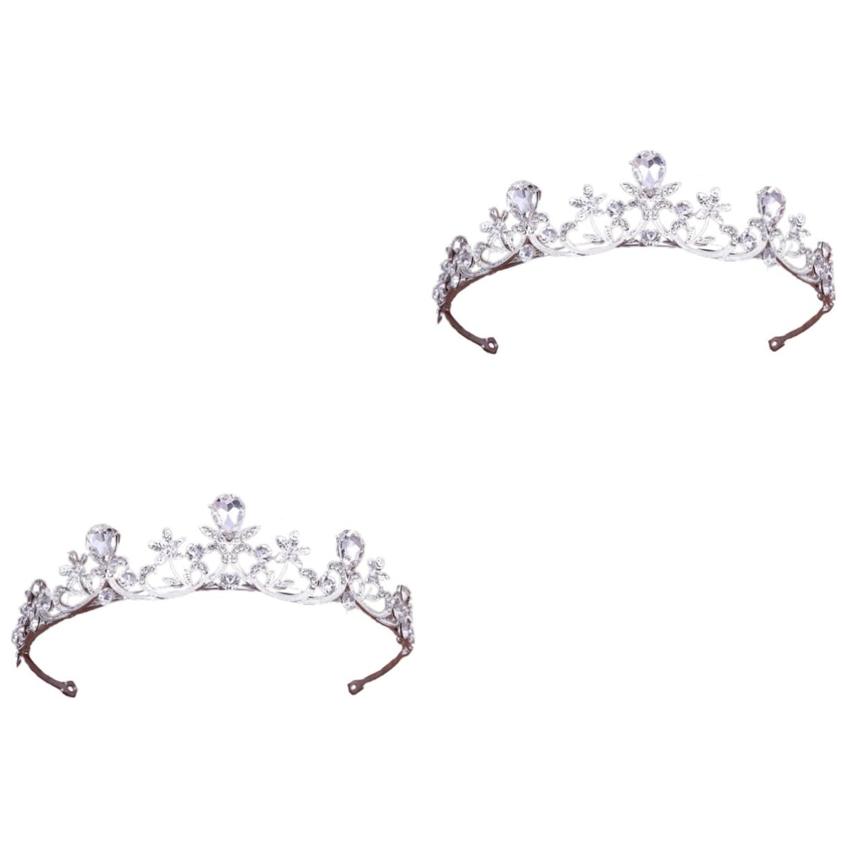 FOMIYES 2-Piece Rhinestone Crown Set - Elegant Bridal Wedding Tiara Headband & Crystal Queen Hairpiece for Women | Princess Accessories for Prom, Pageant, Birthday Party & Special Occasions | Perfect for Brides, Flower Girls & Costume Decorations