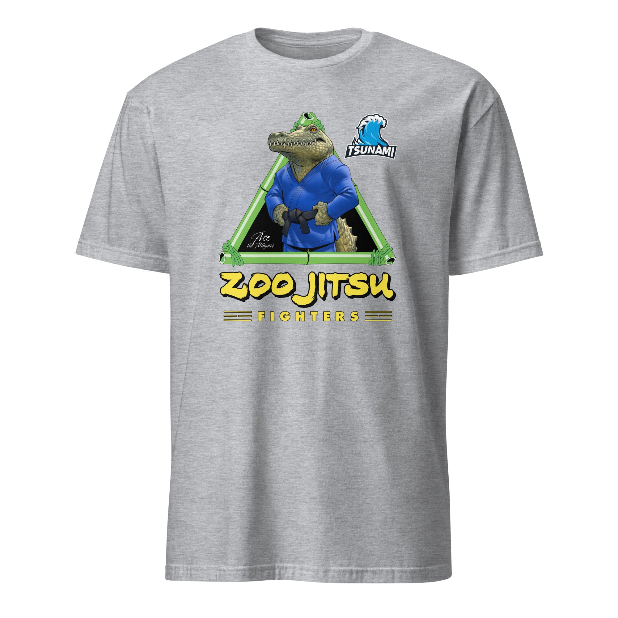 Zoo Jitsu Fighters Alligator Print Unisex Short Sleeve T-Shirt - Funny Animal Martial Arts Graphic Tee for Men & Women - Perfect for Gym, Casual Wear & Gifts