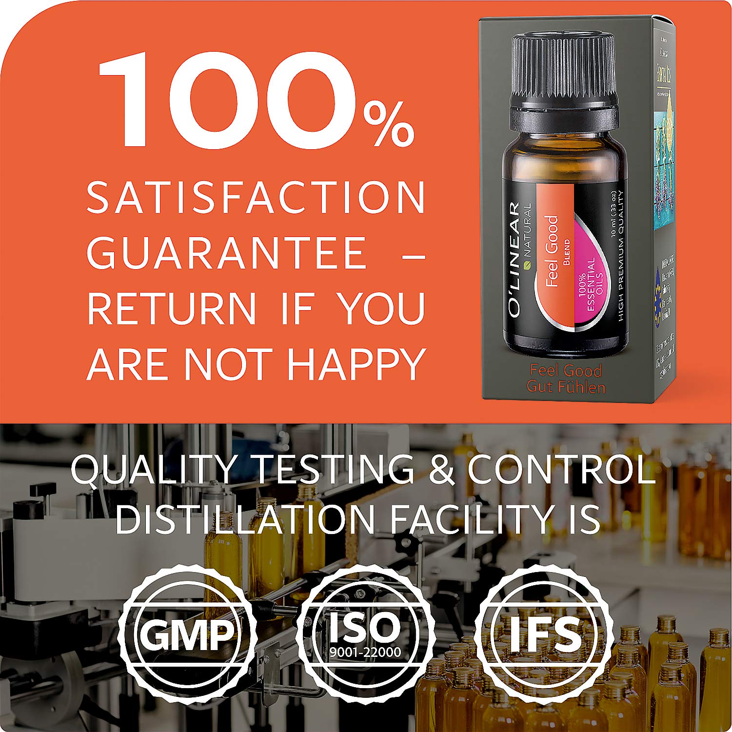 10ml Premium Aromatherapy Essential Oil Blend - Therapeutic Grade Lavender, Rose, Lemon, Cinnamon & Geranium Oil for Diffusers, Humidifiers & Massage - Uplifting Happy Relaxing Scent for Stress Relief, Yoga & Home Spa