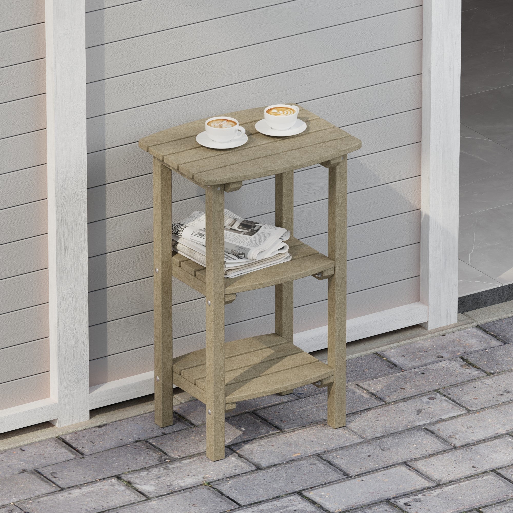Classic 3-Tier Wooden Side Table - Nightstand, End Table for Living Room, Bedroom & Office - Compact Storage Shelf for Books, Plants & Decor