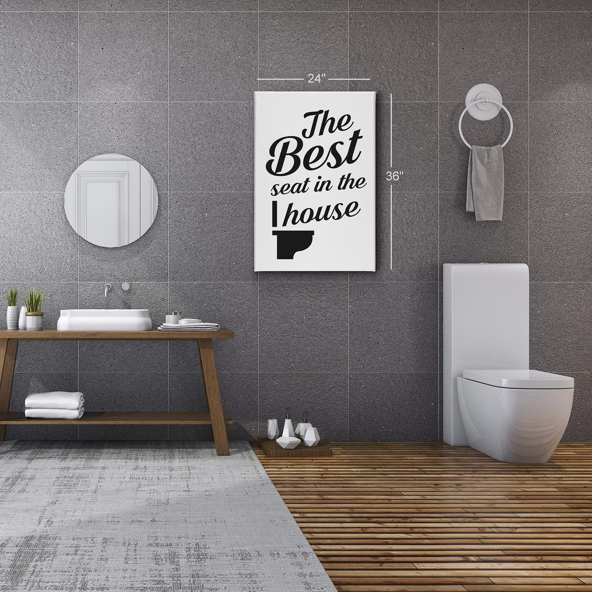 Funny Bathroom Wall Art - 'The Best Seat in the House' Canvas Print - Ready to Hang Toilet Decor (36x24) - Perfect for Home, Office, or Gift - Made in USA