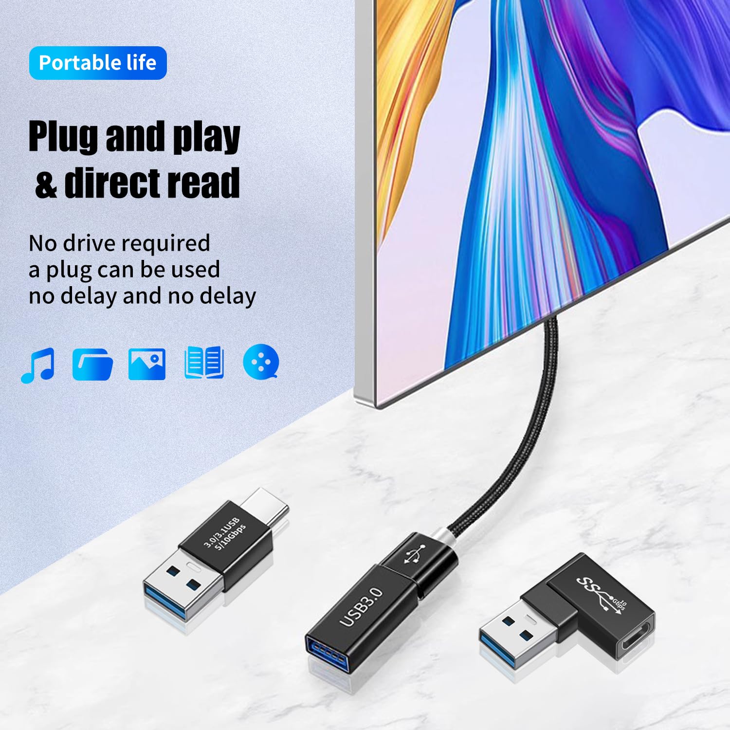 Herfair 6-Pack USB C to USB Adapter, Type C Male to USB A Female Converter Kit for Fast Charging & Data Transfer - Compatible with Laptops, Phones, Tablets, MacBook, Samsung Galaxy (Perfect for Travel, Office & Home Use)