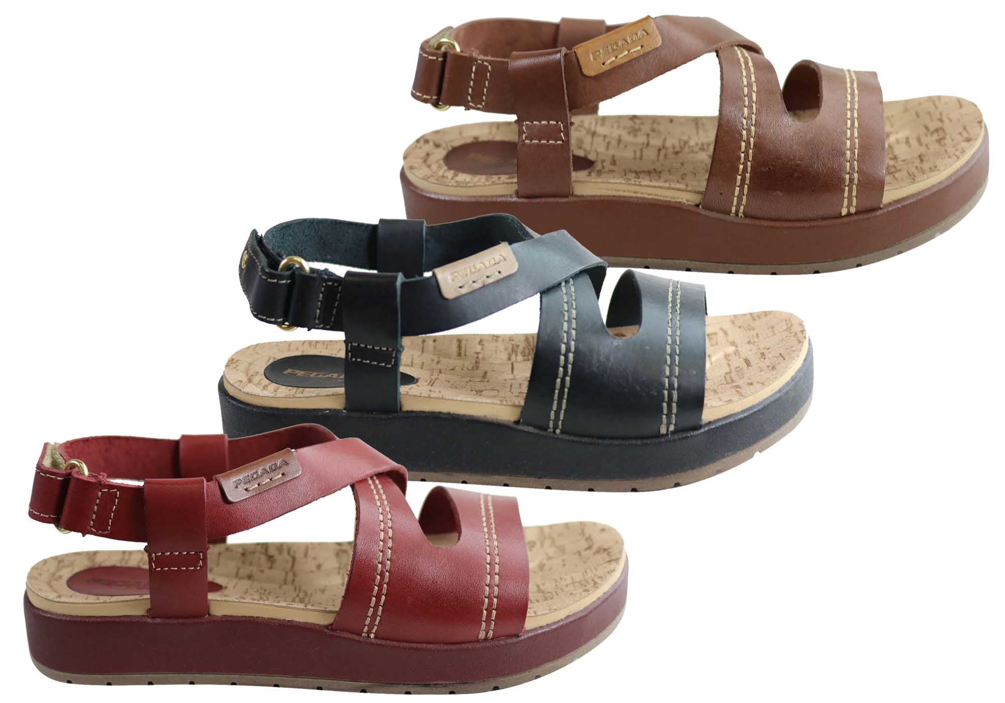 Pegada Tracie Women's Comfort Cushioned Leather Sandals - Handmade in Brazil - Perfect for Beach, Vacation & Summer Walking
