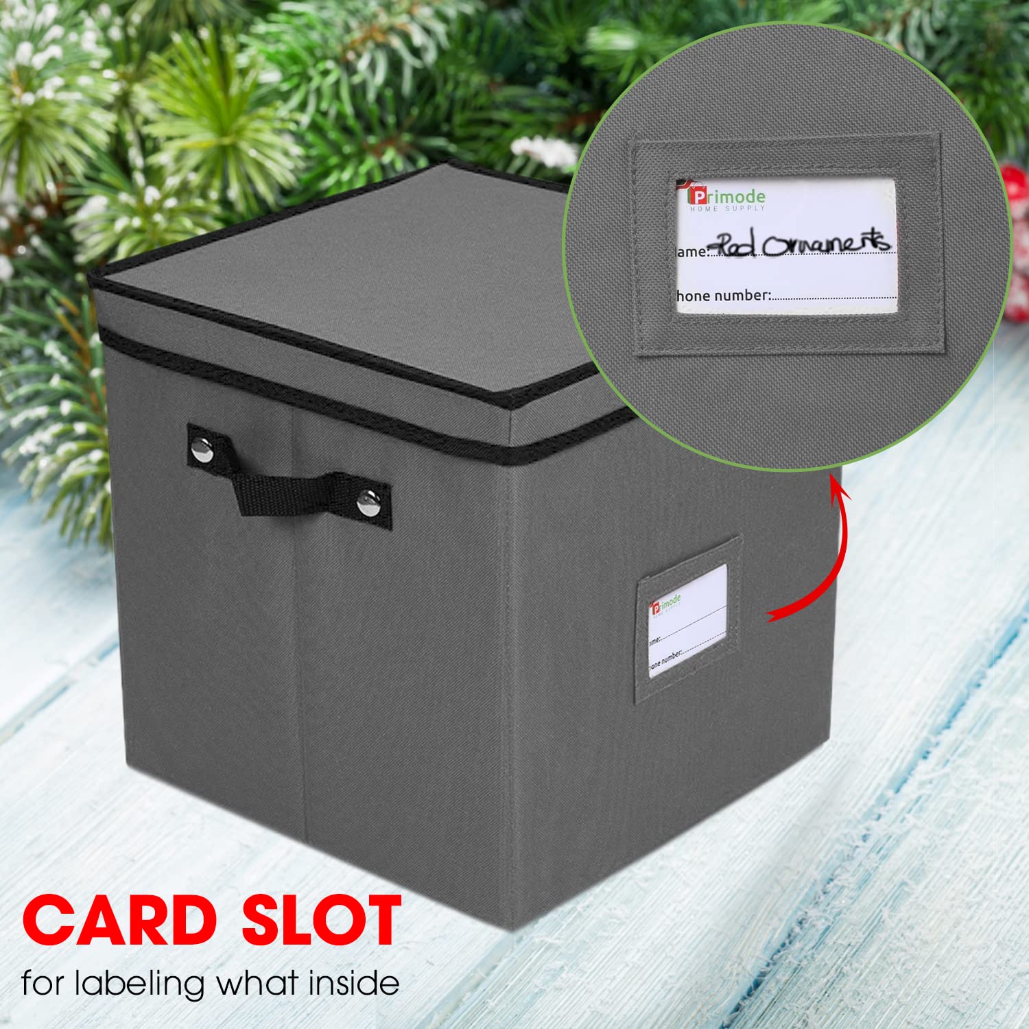 Primode Holiday Ornament Storage Chest - 4-Tray Organizer Holds 64 Christmas Ornaments with Dividers (Gray) | Perfect for Xmas Decor Organization & Seasonal Storage