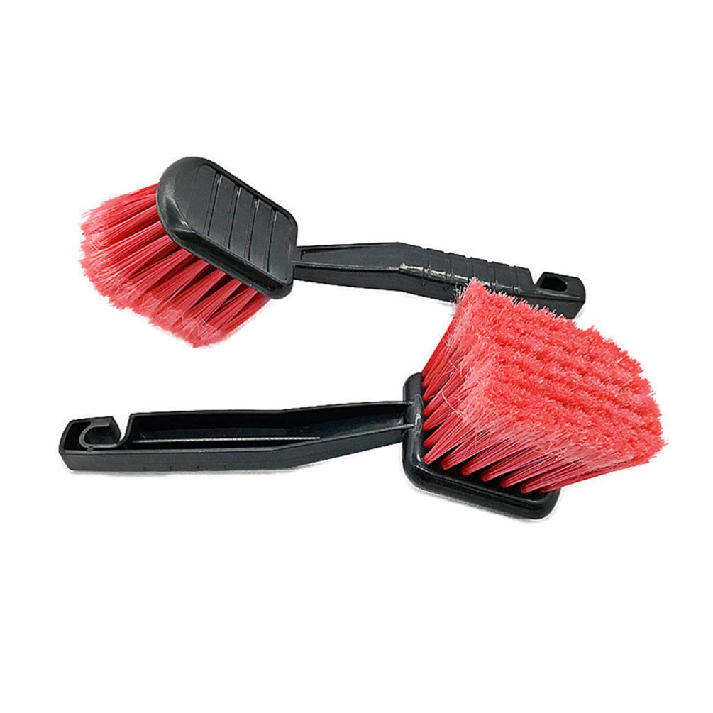 Garneck 2-Pack Car Wheel Cleaning Brushes with Red Head - Heavy Duty Detailing Brush for Car Wheels, Tires, Rims & Interior Accessories - Perfect for Car Wash, Auto Detailing & Dust Removal
