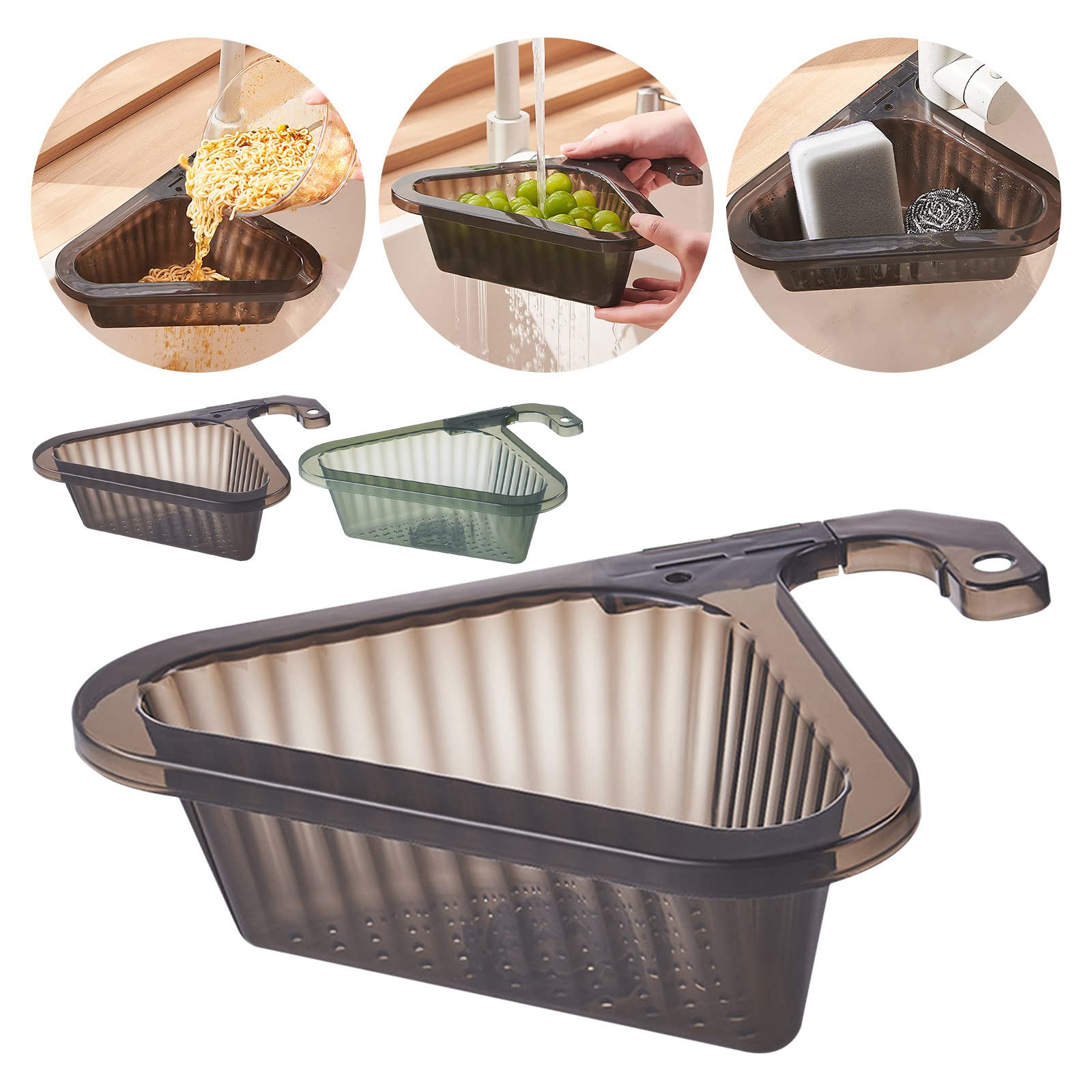 1 PC Swan Basket for Kitchen Sink - Multi-Functional Hanging Filtering Draining Rack, No-Hole Pool Filter Basket, Kitchen Sink Organizer (Black) - Perfect for Washing Fruits, Draining Dishes, and Keeping Sink Area Clean