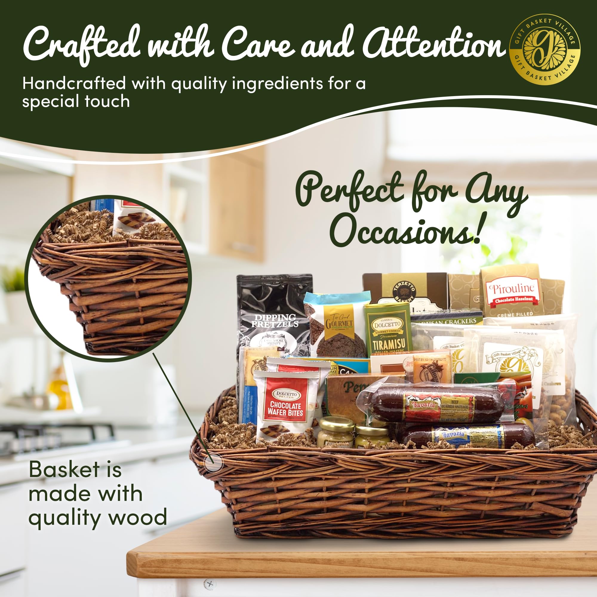 Gift Basket Village: Dad's Favorite Gourmet Gift Box - Premium Cookies, Artisan Cheeses, Cured Sausages, Specialty Mustards & More | Perfect for Father's Day, Birthday & Holiday Gifting