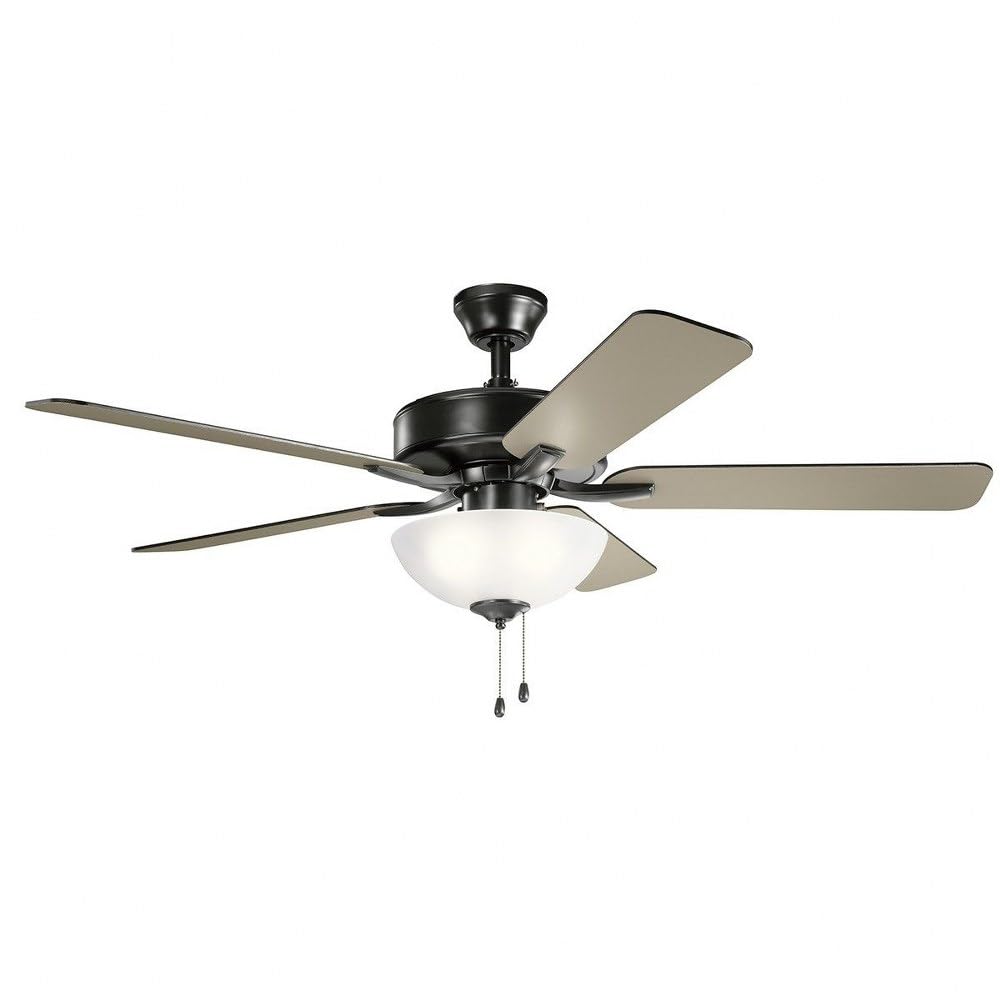 Kichler 330017WH Basics Pro Select 52 Inch White Ceiling Fan with LED Light Kit - Energy Efficient Indoor Cooling for Living Room, Bedroom & Office
