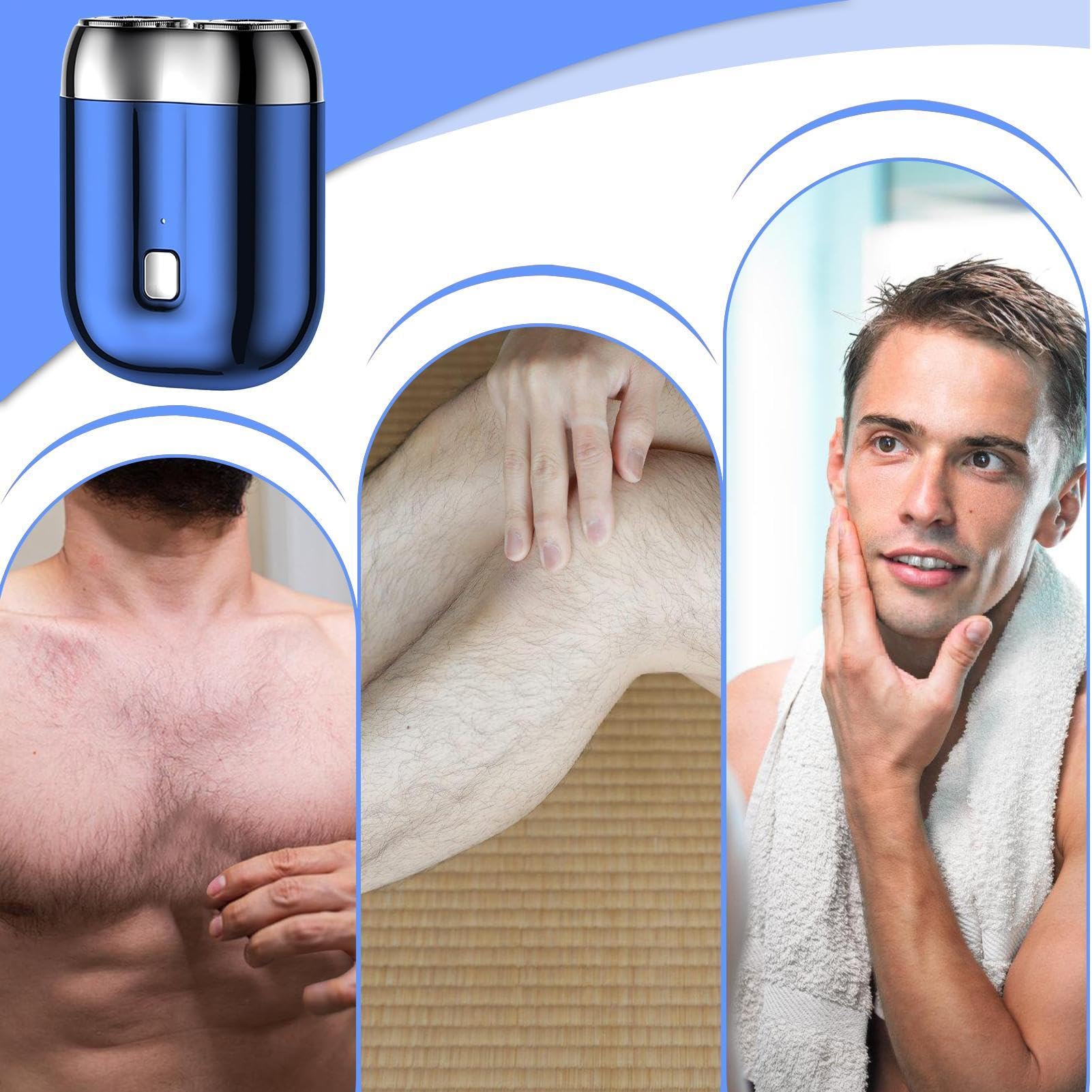 2024 Waterproof Rechargeable Electric Shaver for Men - Dual Rotary Head Wet/Dry Shaver with Powerful Motor | Portable Travel Shaver for Face & Body Grooming | Perfect for Home, Gym & Business Trips