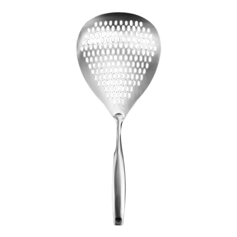 Happyyami Heavy Duty Stainless Steel Filter Spoon - Kitchen Colander Skimmer Scoop for Cooking, Frying & Straining - Easy to Clean for Home, Restaurant & Hotel Use - Perfect for Pasta, Soup, Dumplings & Deep Frying